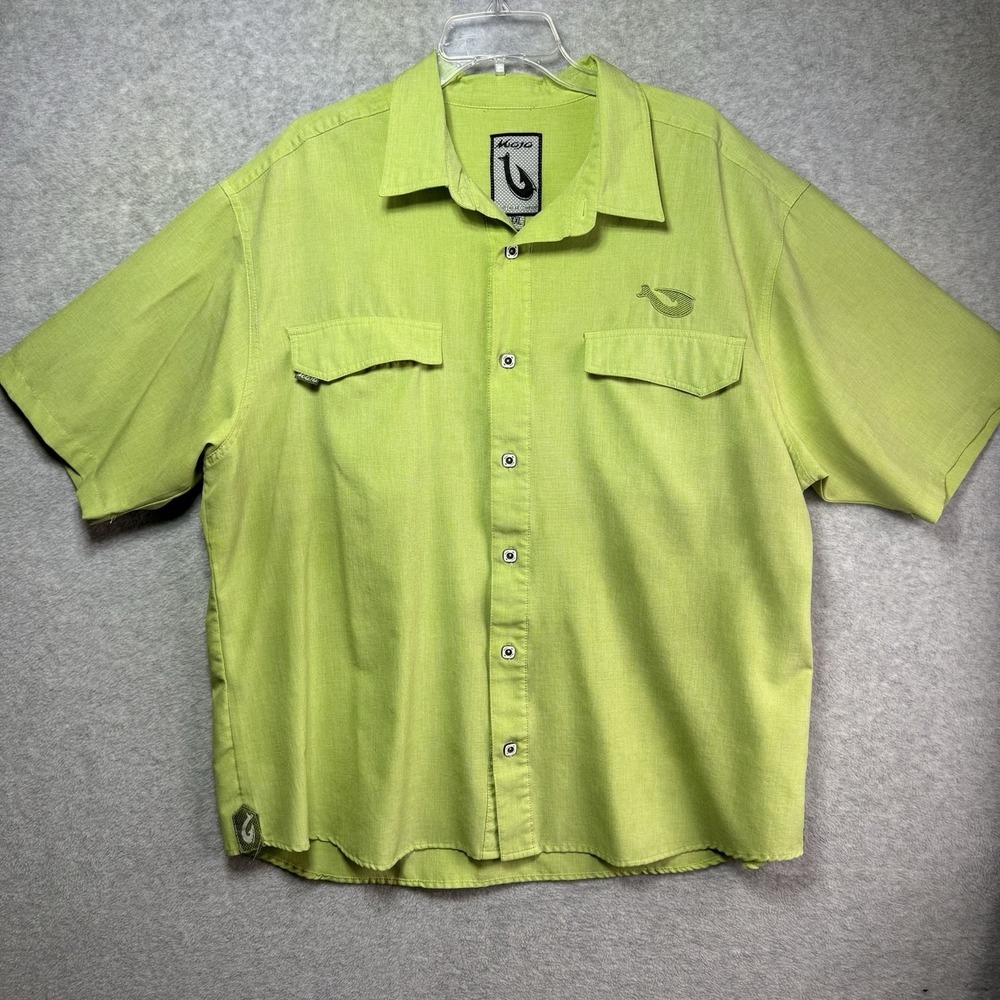 Mojo Sportswear Shirt Mens XXL Green Fishing Vented Back 2XL Pockets Outdoor